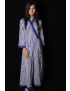Blue Striped Block Printed Cotton Kimono Pattern Dress - SH-HBPD-W-043