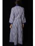 Blue Striped Block Printed Cotton Kimono Pattern Dress - SH-HBPD-W-043