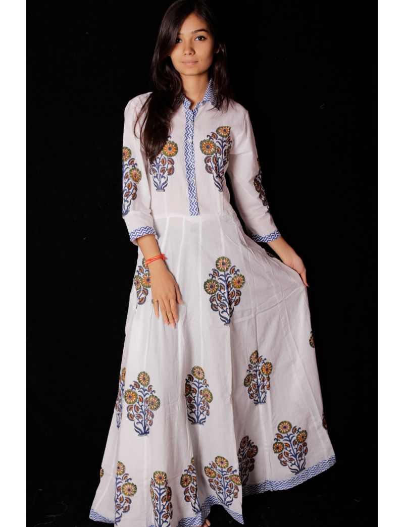 Indian Hand Block Printed Dresses Online - Shivalaya Jaipur