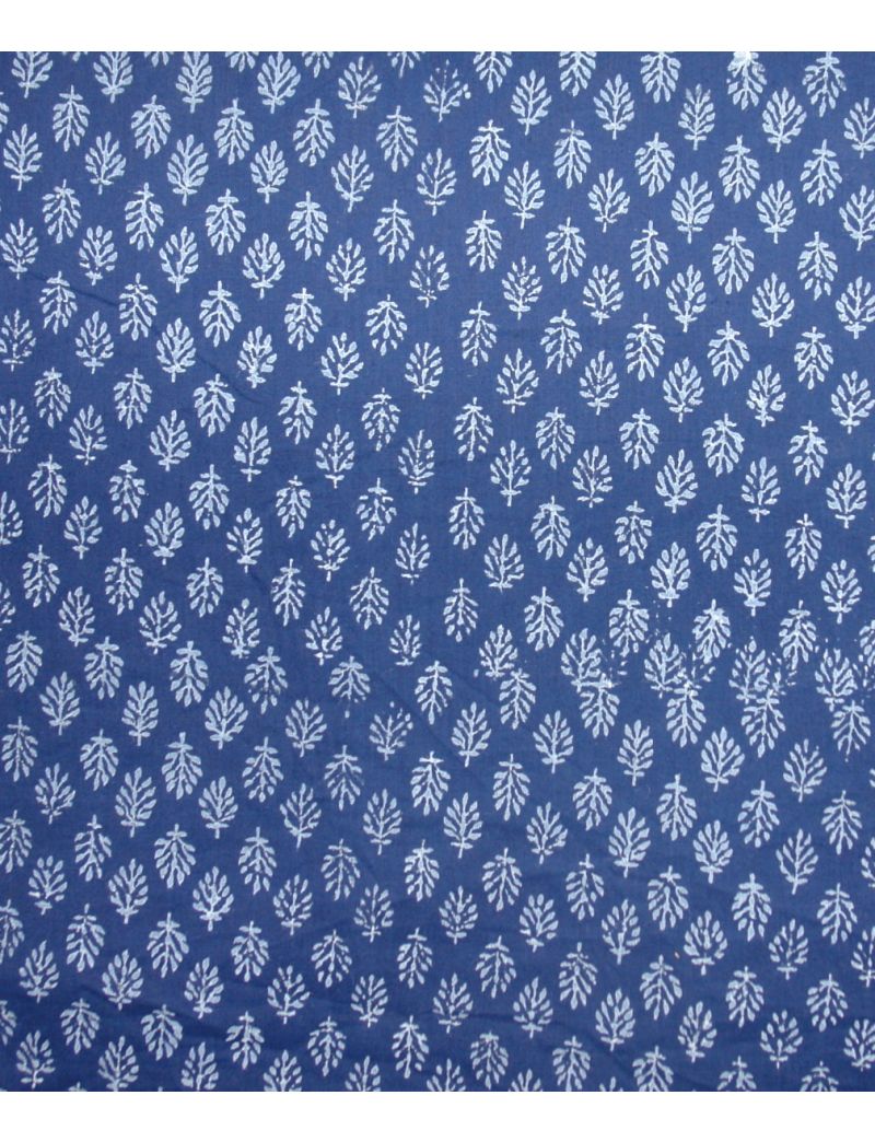 Indigo Dyed Booti Block Print Cotton Fabric - SHJ-HBPF-025 - Shivalaya ...